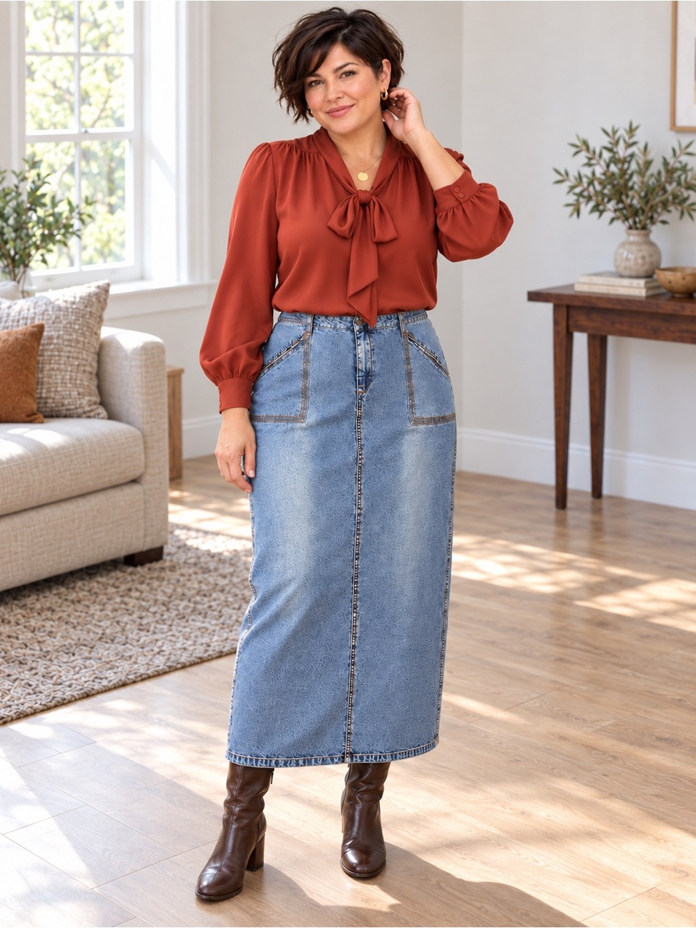 Vintage Skirt Y2K Venezia Acid Wash Denim Long Midi Zip Pockets 2X